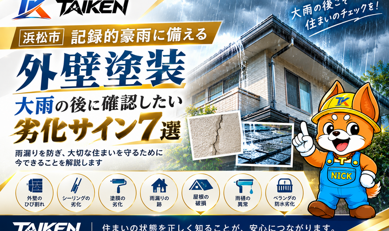画像11691：【浜松市】記録的豪雨に備える外壁塗装｜大雨の後に確認したい家の劣化サインとは？